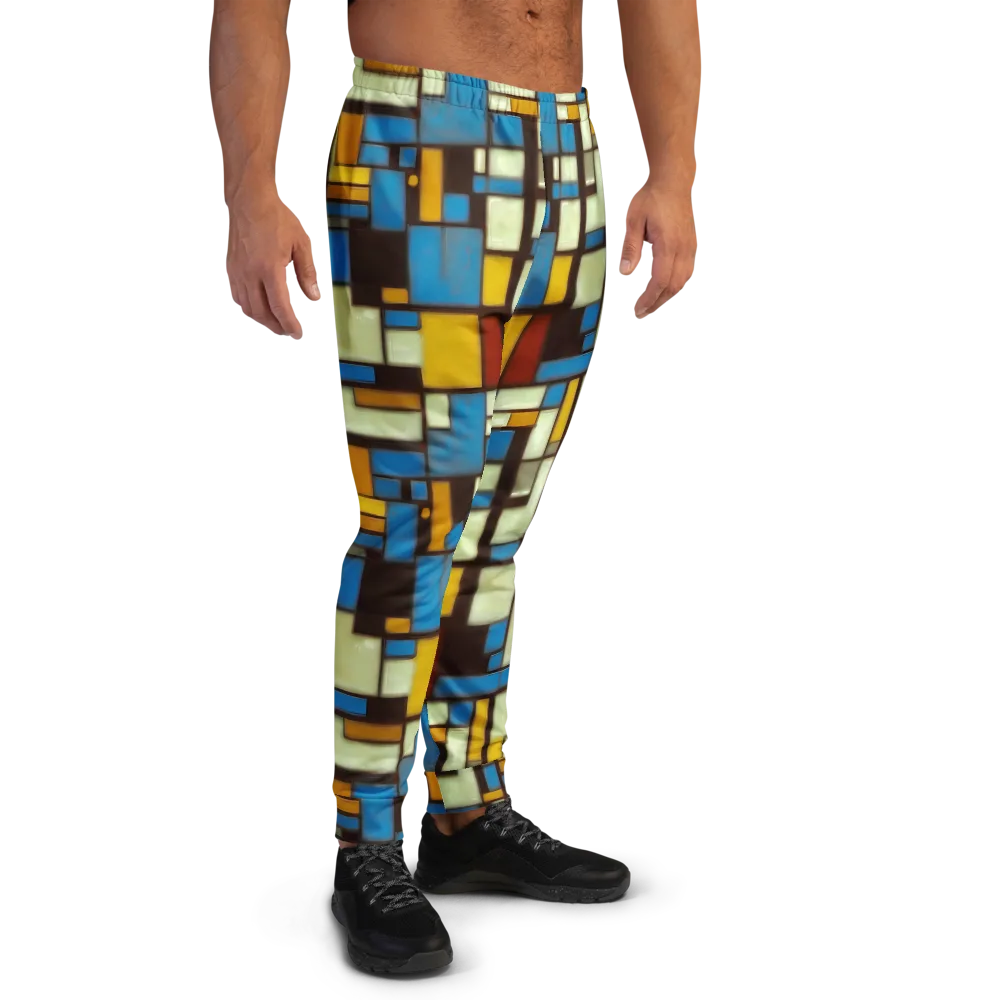 Midnight Grid on Men's Joggers — Right
