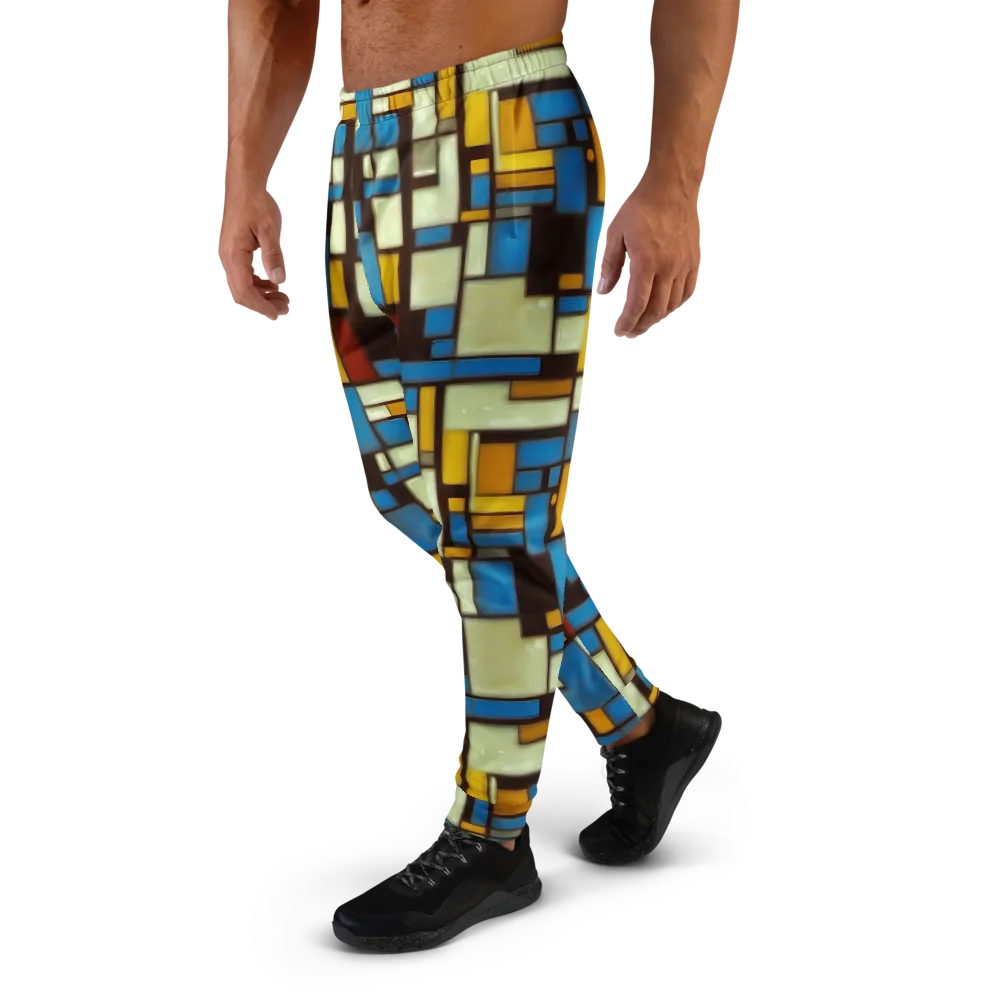 Midnight Grid on Men's Joggers — Left