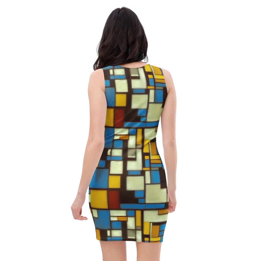 Midnight Grid on Bodycon Dress — Back