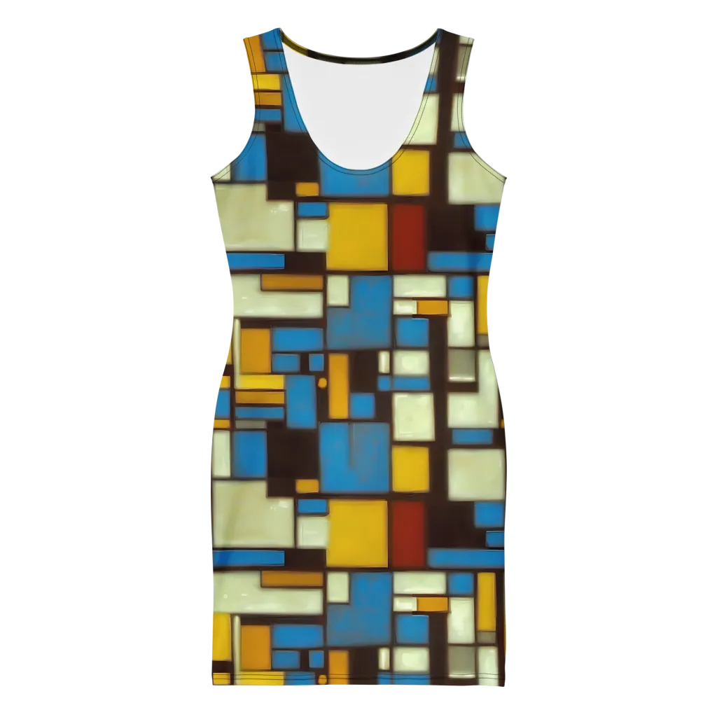 Midnight Grid on Bodycon Dress — Front