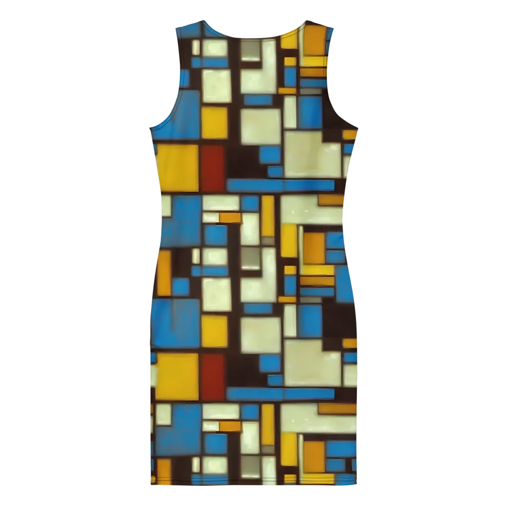 Midnight Grid on Bodycon Dress — Back