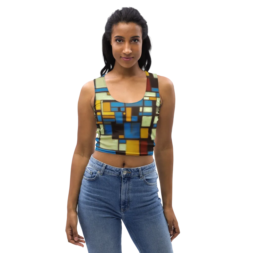 Midnight Grid on Crop Top — Front