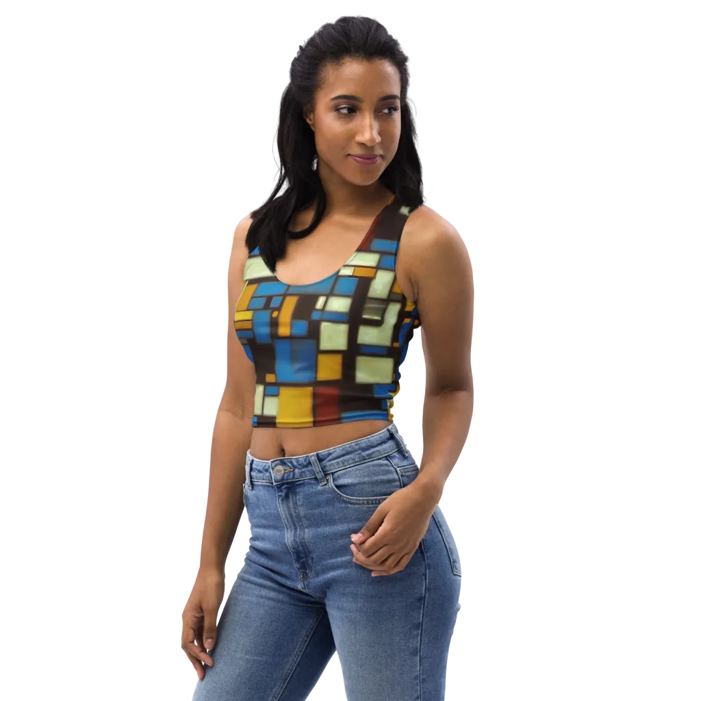 Midnight Grid on Crop Top — Left Front