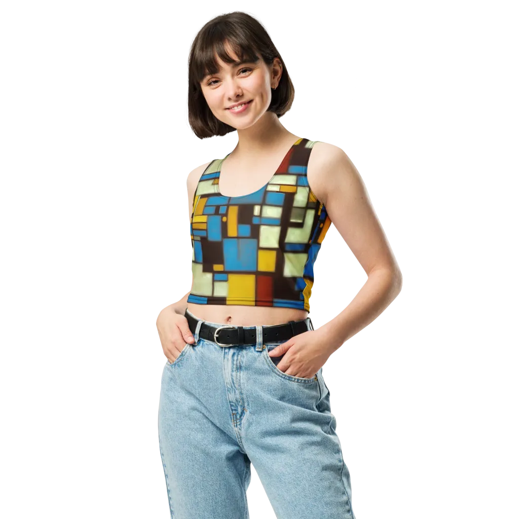 Midnight Grid on Crop Top — Front