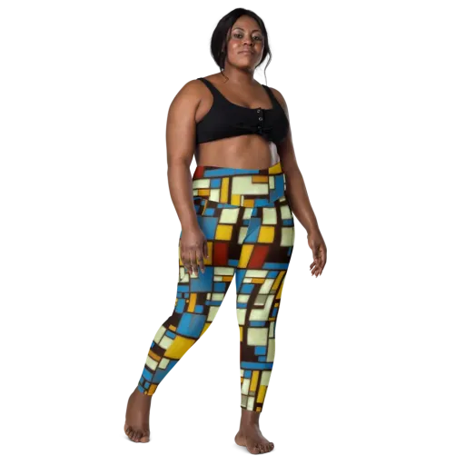 Midnight Grid on a Leggings with Pockets
