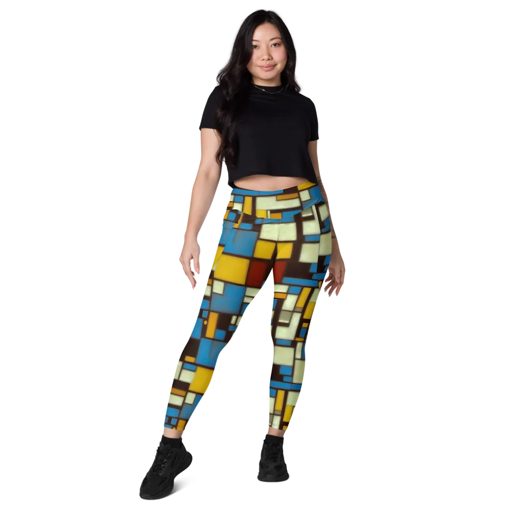 Midnight Grid on Leggings with Pockets — Front