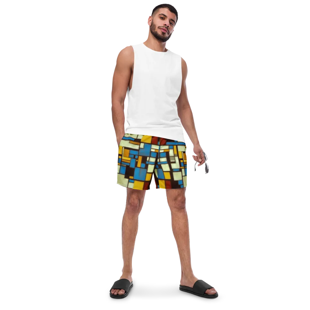 Midnight Grid on Swim Trunks — Front