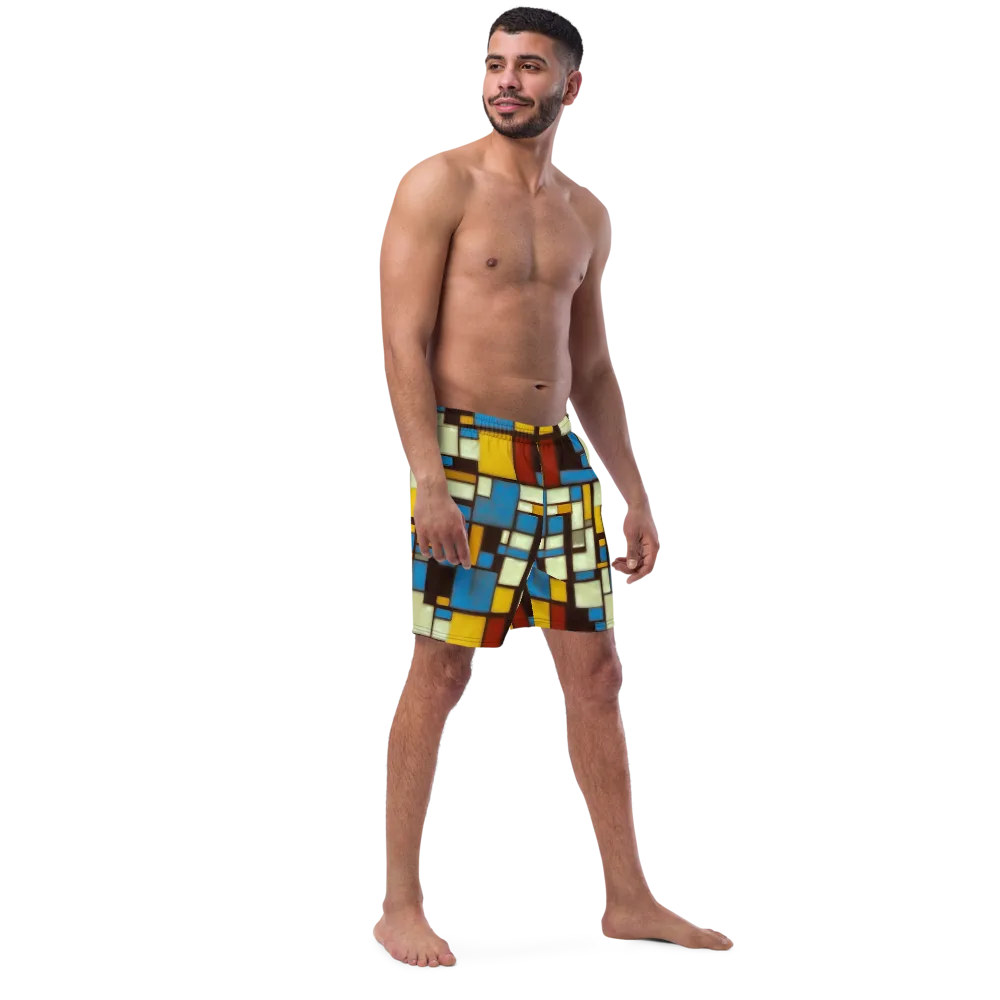 Midnight Grid on Swim Trunks — Right Front