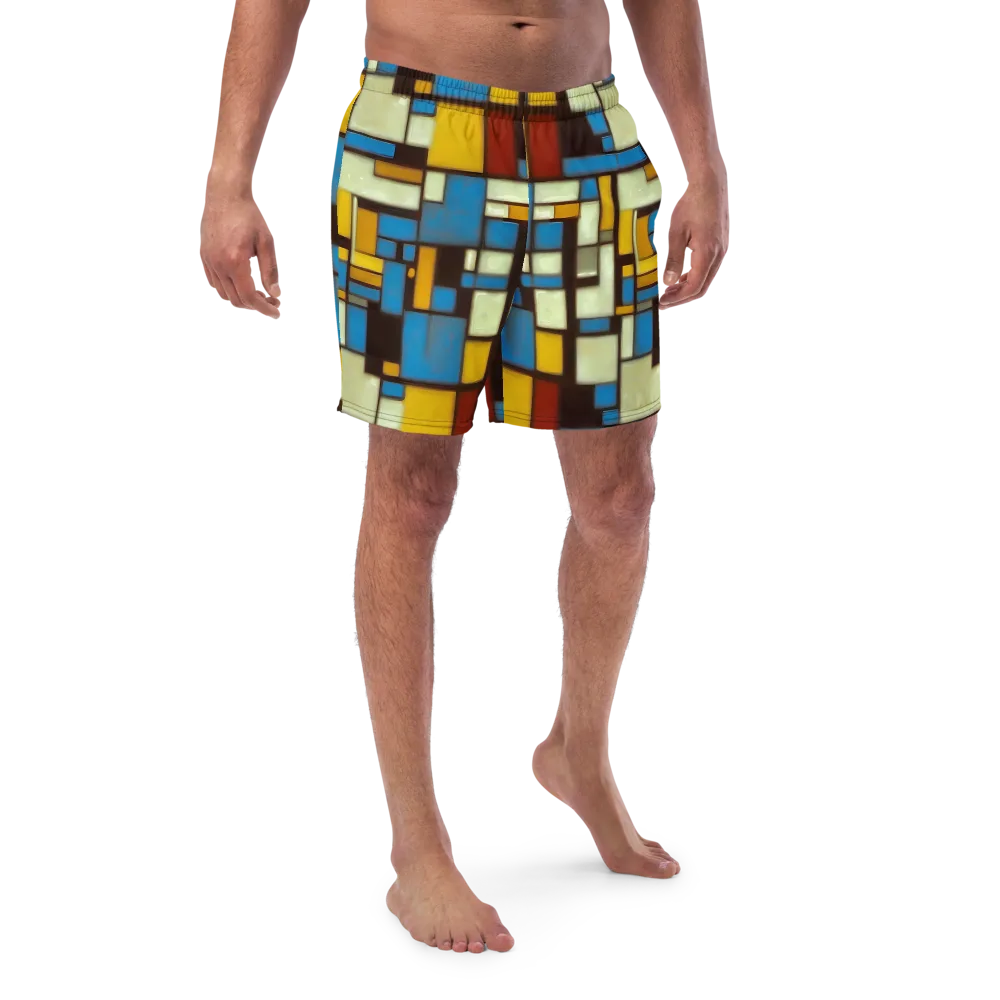 Midnight Grid on Swim Trunks — Front