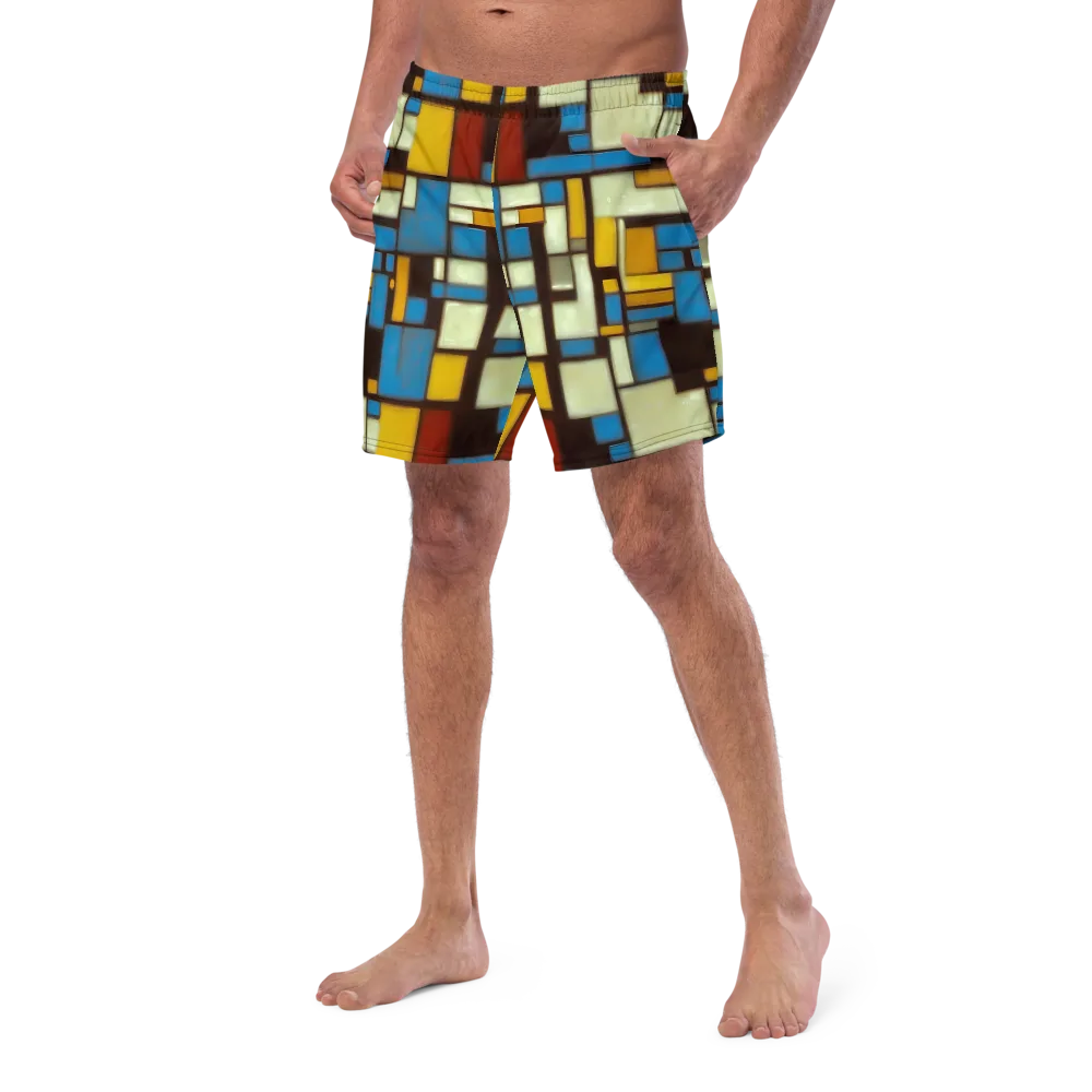 Midnight Grid on Swim Trunks — Left Front