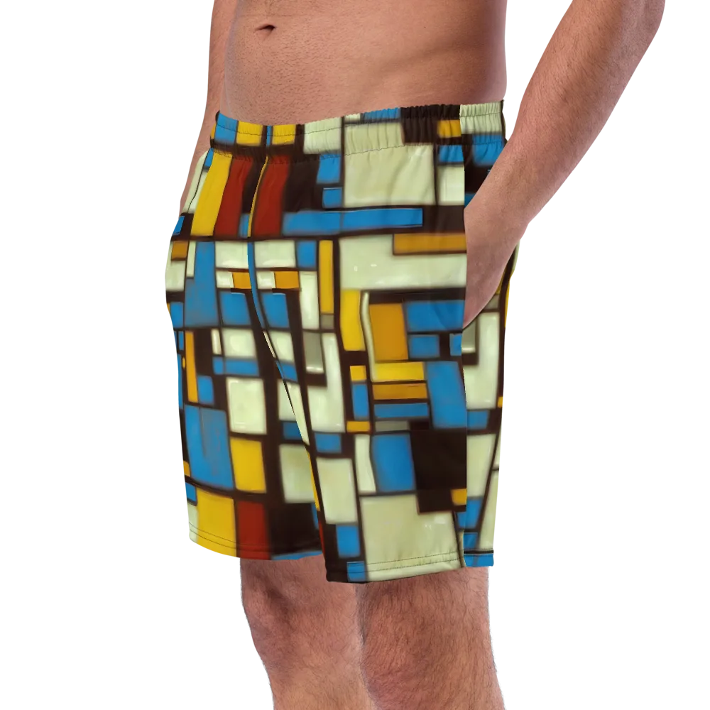 Midnight Grid on Swim Trunks — Left Front