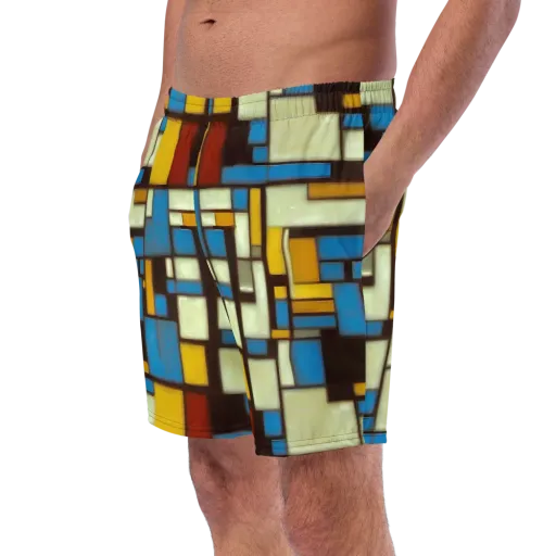 Midnight Grid on a Swim Trunks