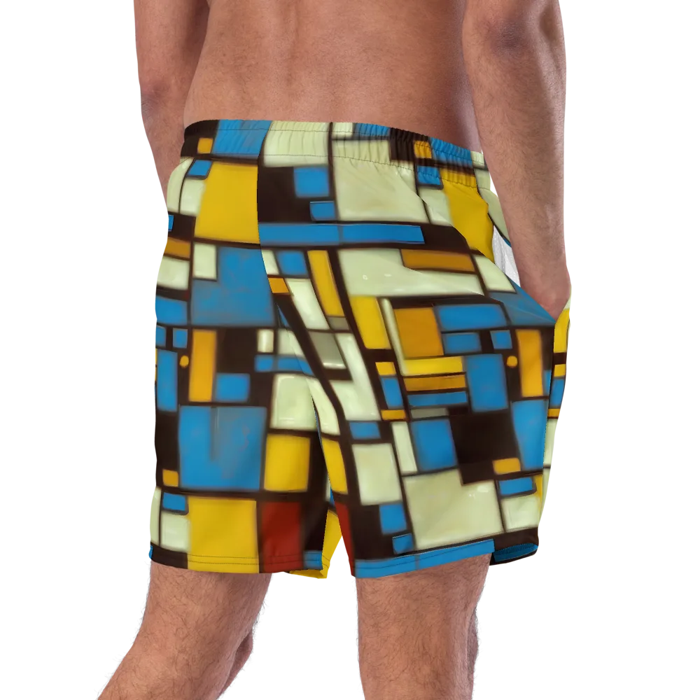 Midnight Grid on Swim Trunks — Right Back