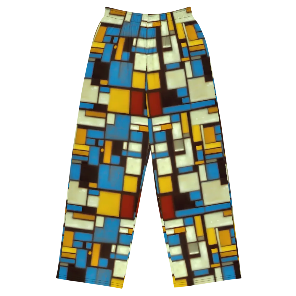 Midnight Grid on Wide-Leg Pants — Front