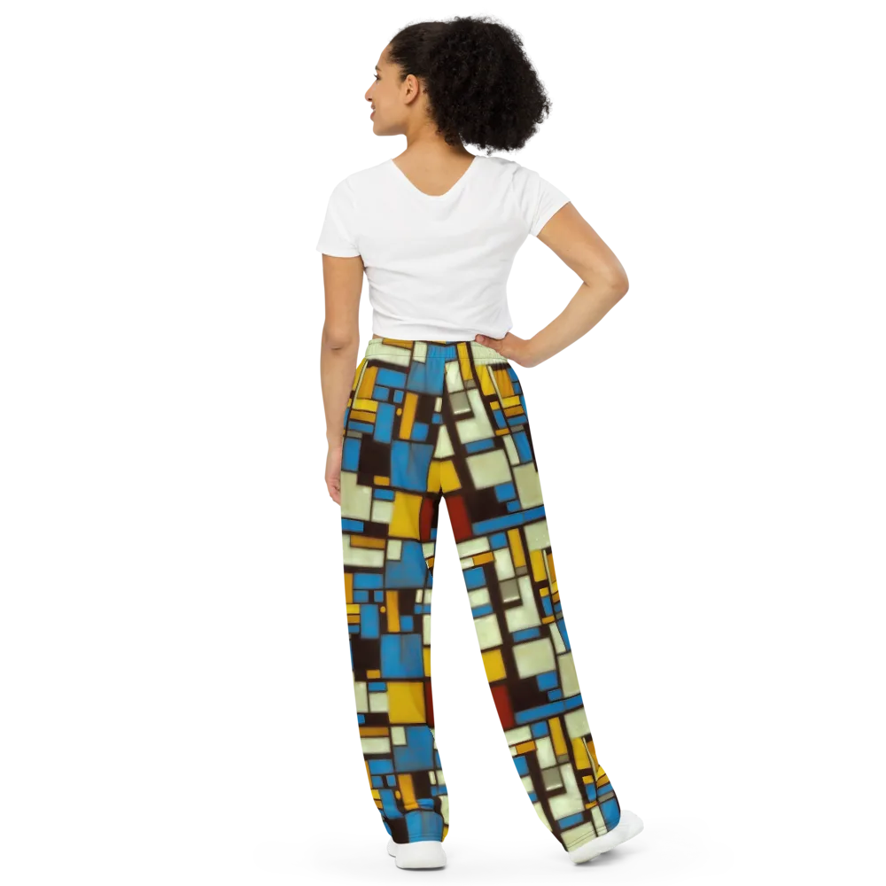 Midnight Grid on Wide-Leg Pants — Back