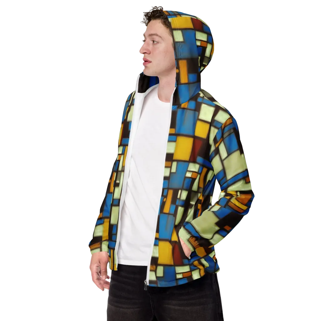 Midnight Grid on Men's Windbreaker — Left Front