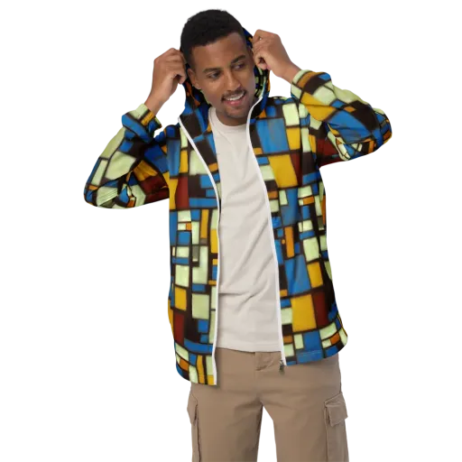 Midnight Grid on a Men's Windbreaker