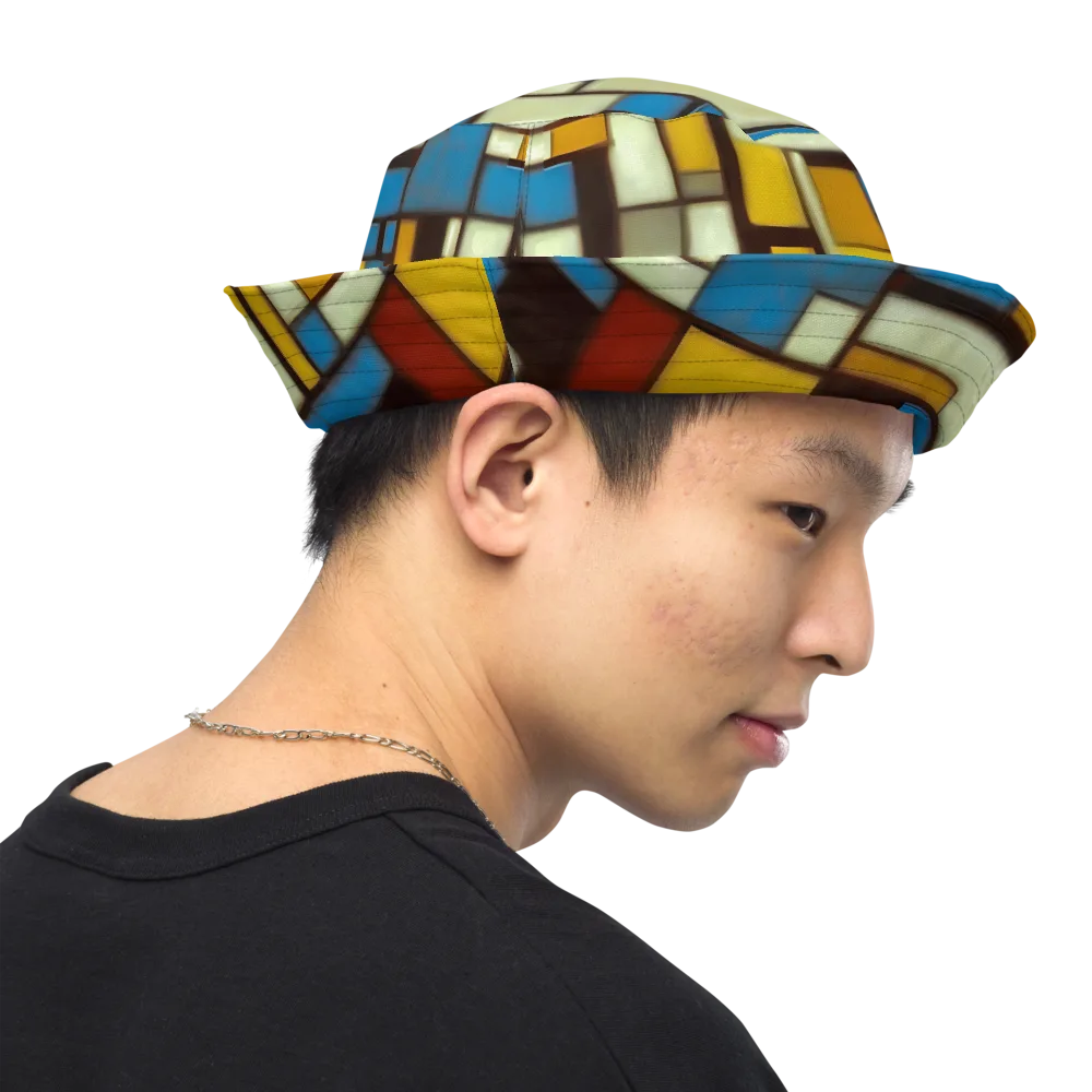 Midnight Grid on Reversible Bucket Hat — Right Outside