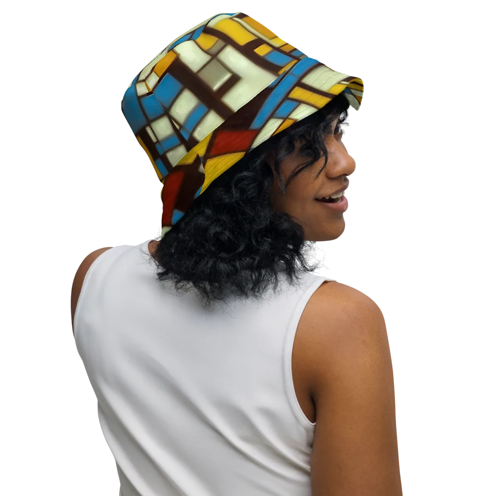 Midnight Grid on Reversible Bucket Hat — Right Outside
