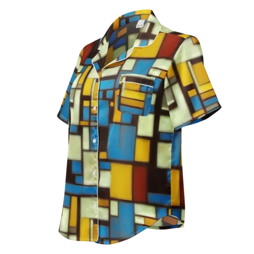 Midnight Grid on a Women's Short Sleeve Pajama Top