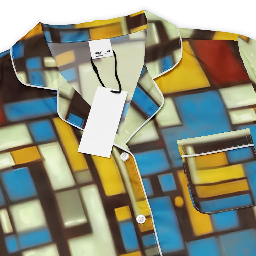Midnight Grid on Women's Short Sleeve Pajama Top — Product details