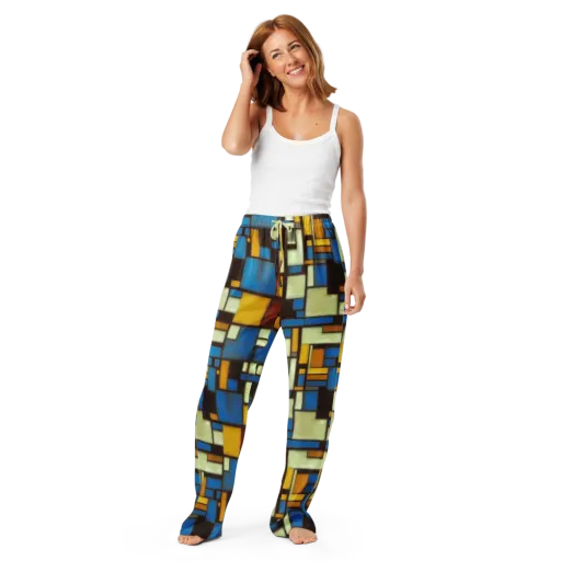 Midnight Grid on a Women's Pajama Pants