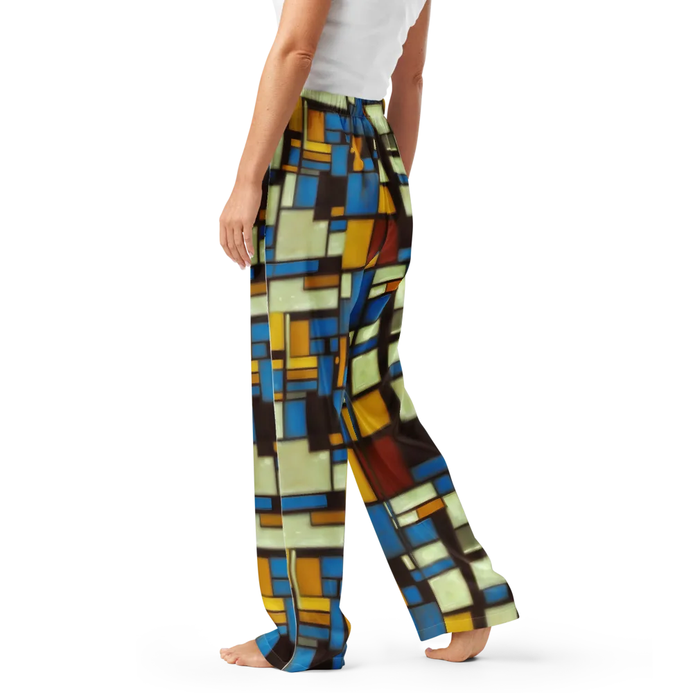 Midnight Grid on Women's Pajama Pants — Left