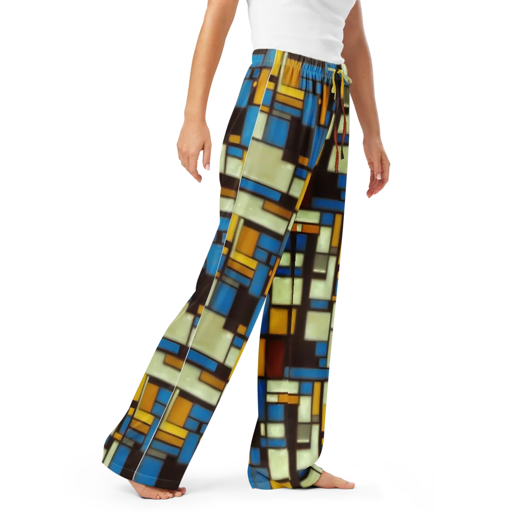 Midnight Grid on Women's Pajama Pants — Right Front