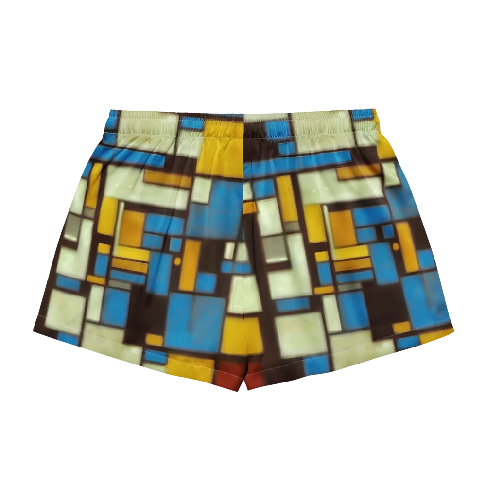 Midnight Grid on Women's Pajama Shorts — Back