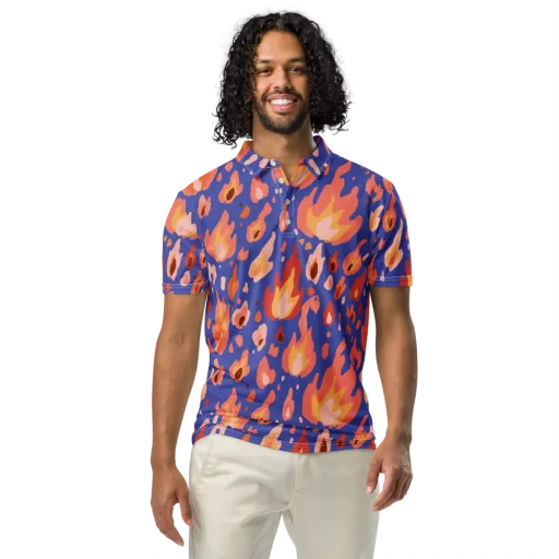 Kindled Bloom on a Men's Slim Fit Polo Shirt