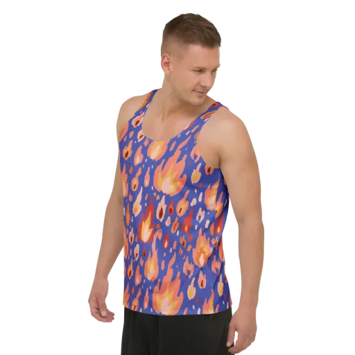 Kindled Bloom on a Men's Tank Top