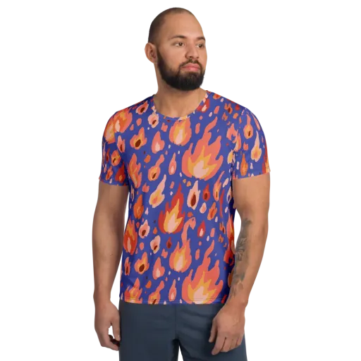 Kindled Bloom on a Men's Athletic T-Shirt