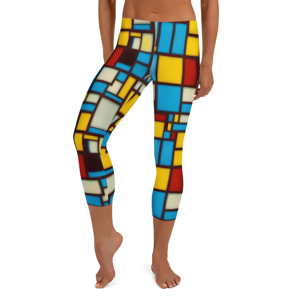 Burgundy Bauhaus on Capri Leggings — Front