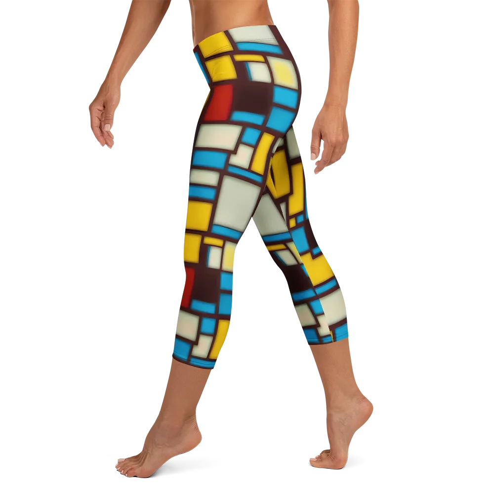 Burgundy Bauhaus on Capri Leggings — Left