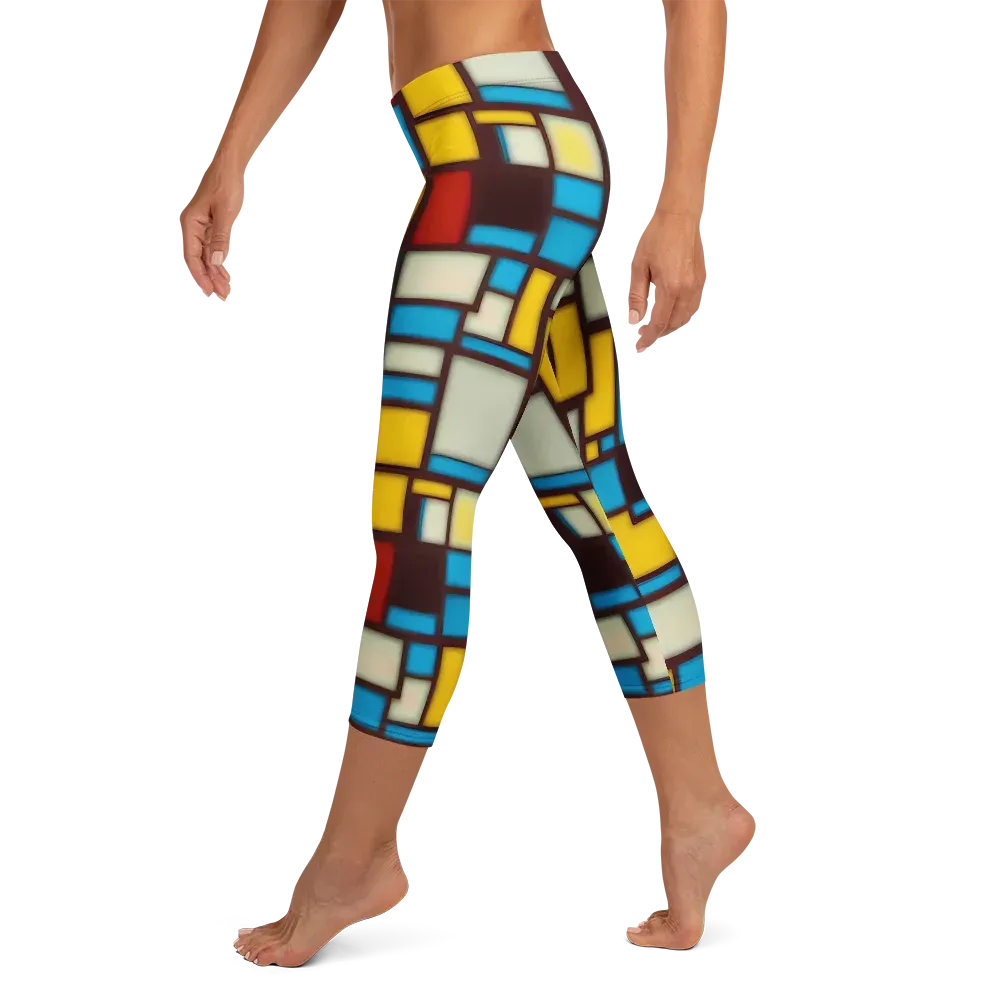 Burgundy Bauhaus on Capri Leggings — Left