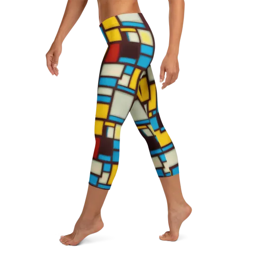 Burgundy Bauhaus on a Capri Leggings