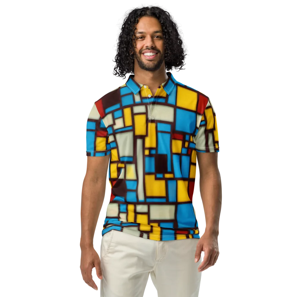 Burgundy Bauhaus on Men's Slim Fit Polo Shirt — Front