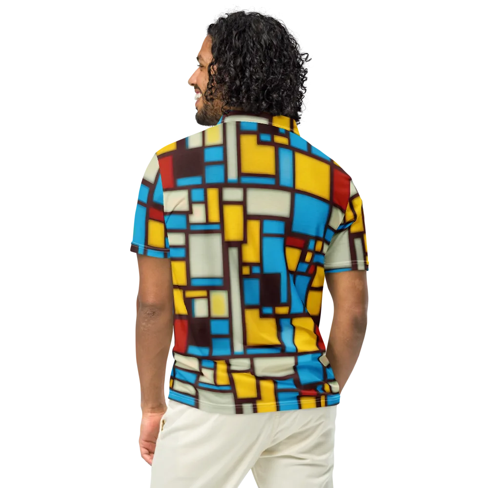 Burgundy Bauhaus on Men's Slim Fit Polo Shirt — Back