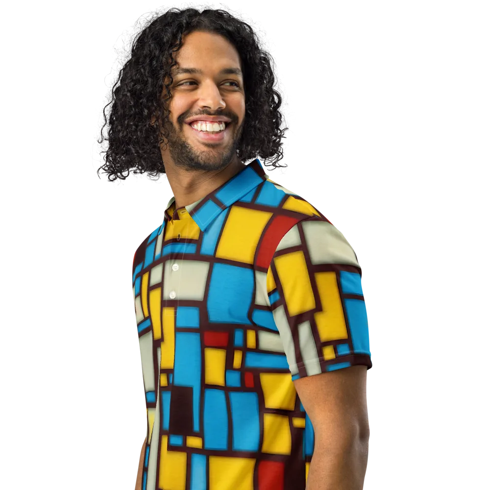 Burgundy Bauhaus on Men's Slim Fit Polo Shirt — Left Front