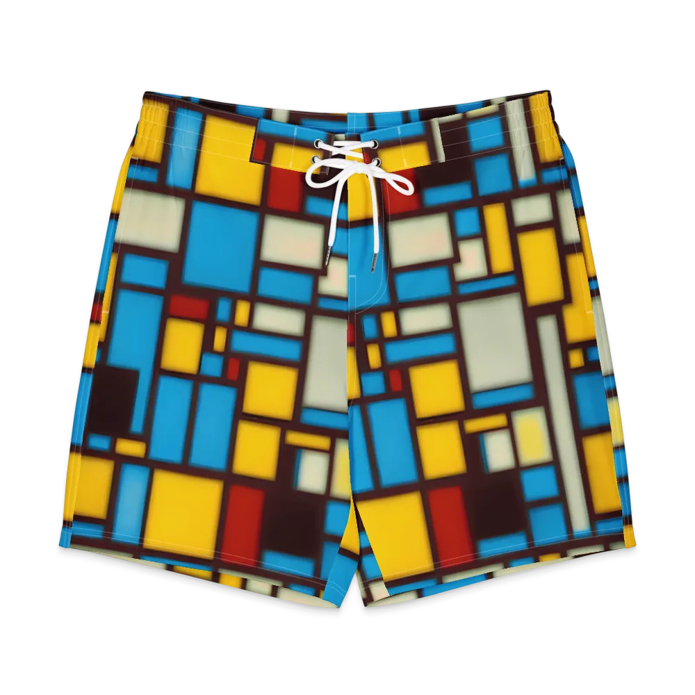 Burgundy Bauhaus on Men's Board Shorts — Front