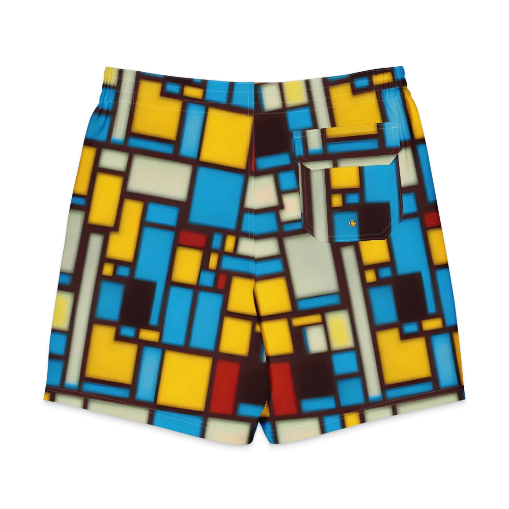 Burgundy Bauhaus on Men's Board Shorts — Back