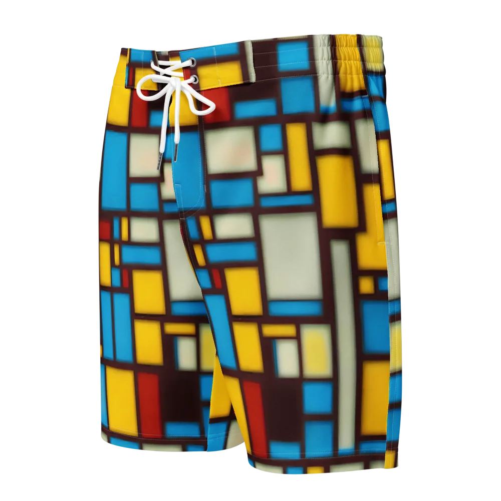 Burgundy Bauhaus on Men's Board Shorts — Front