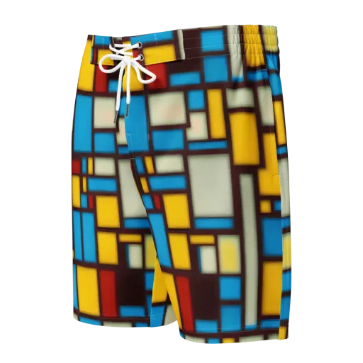 Burgundy Bauhaus on a Men's Board Shorts