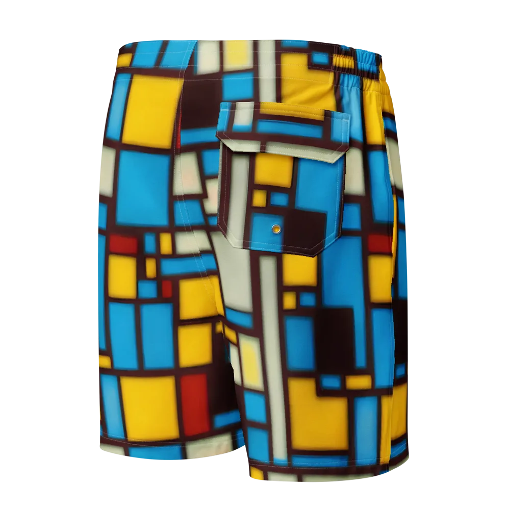Burgundy Bauhaus on Men's Board Shorts — Back