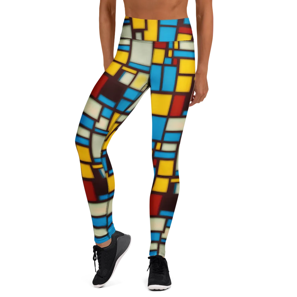 Burgundy Bauhaus on Yoga Leggings — Front