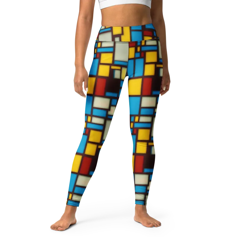 Burgundy Bauhaus on Yoga Leggings — Front