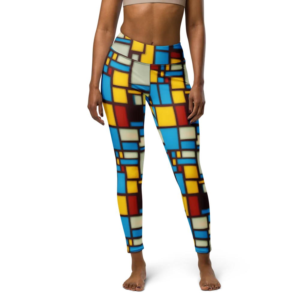 Burgundy Bauhaus on Yoga Leggings — Front