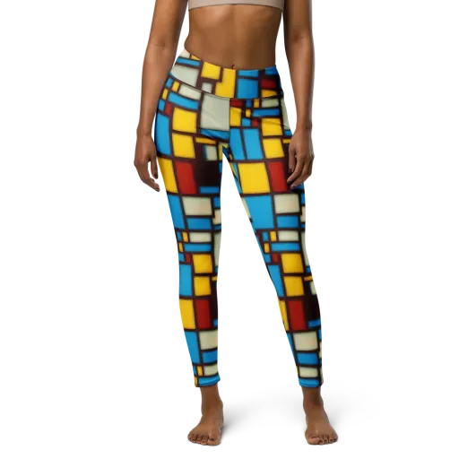 Burgundy Bauhaus on a Yoga Leggings
