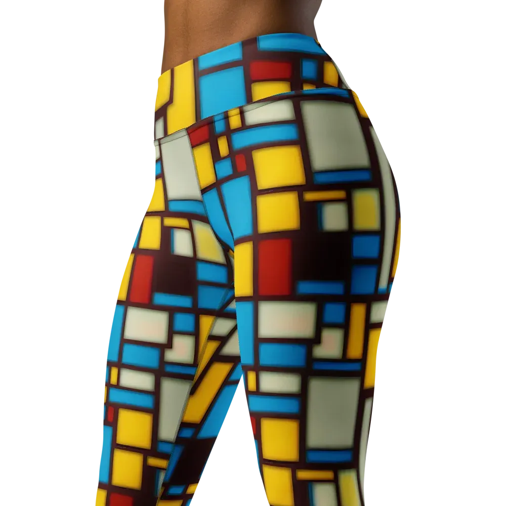 Burgundy Bauhaus on Yoga Leggings — Left Front