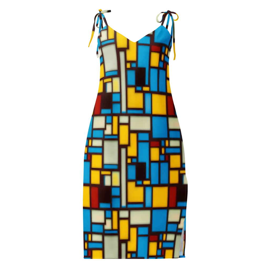 Burgundy Bauhaus on Slip Dress — Front